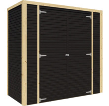 Zahradní domek s dvoukřídlými dveřmi ze dřeva