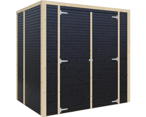 Dřevěný zahradní domek s dvoukřídlými dveřmi