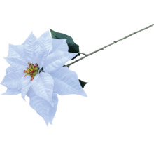 Bílá umělá vánoční hvězda se stonkem a listy