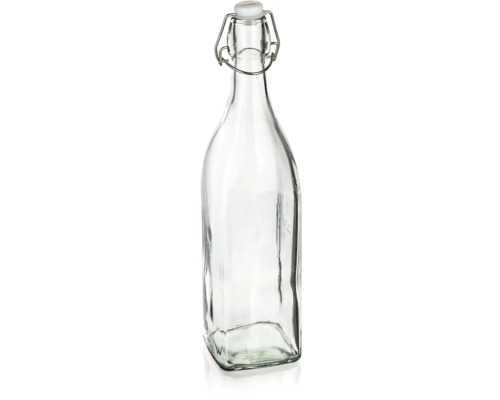 Prázdná skleněná láhev se sponou