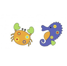 Ilustrace kraba a mořského koníka