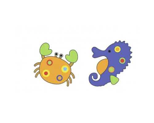 Ilustrace kraba a mořského koníka