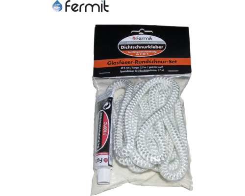 Sada sklolaminátové kulaté šňůry Fermit s šamotovou lepicí hmotou, průměr 8 mm, délka 2,5 m