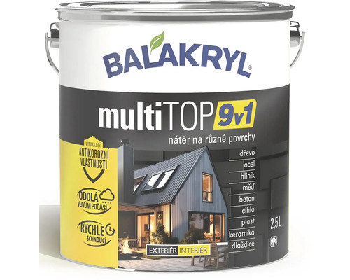 Multifunkční akrylátová barva Balakryl multiTOP 9v1 7016 antracitová šedá 2,5l