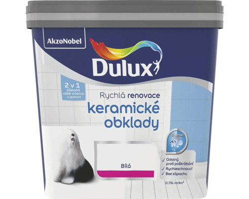 Barva Dulux Rychlá renovace keramické obklady bílá 0,75 l Kbelík barvy na obklady Dulux, vhodný pro rychlé renovace