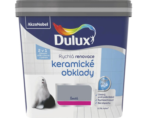 Barva Dulux Rychlá renovace keramické obklady šedá 0,75 l Barva Dulux na keramické obklady, vhodná pro rychlé renovace