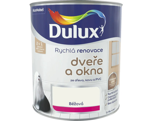 Barva Dulux Rychlá renovace okna a dveře béžová 0,75 l Dulux barva na dveře a okna, vhodná na dřevo, kov a plast