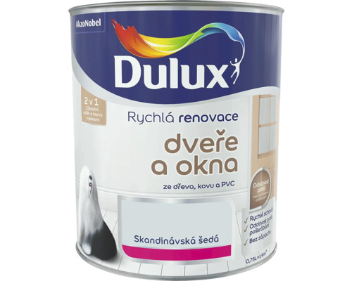 Barva Dulux Rychlá renovace okna a dveře skandinávská šedá 0,75 l Barva Dulux Rychlá renovace okna a dveře skandinávská šedá 0,75 l