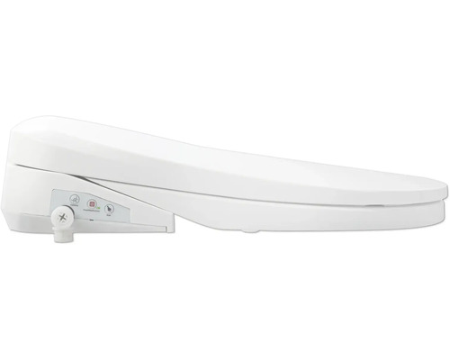 Bílé sprchovací sedátko na toaletu s ovládacím panelem