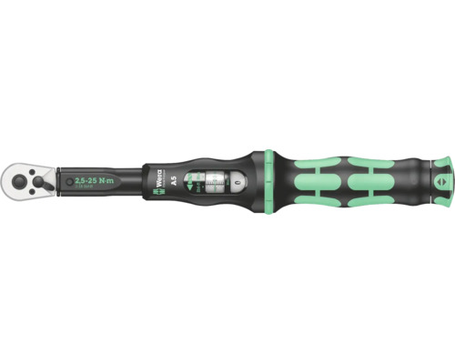 Momentový klíč Wera Click-Torque A 5, 2,5–25 Nm, chrom-vanadová ocel, 1 kus. Momentový klíč Wera s rozsahem točivého momentu 2,5 až 25 Newton metrů