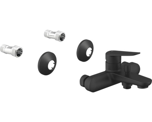 Sprchová baterie v černé barvě s S-přípojkami a rozetami