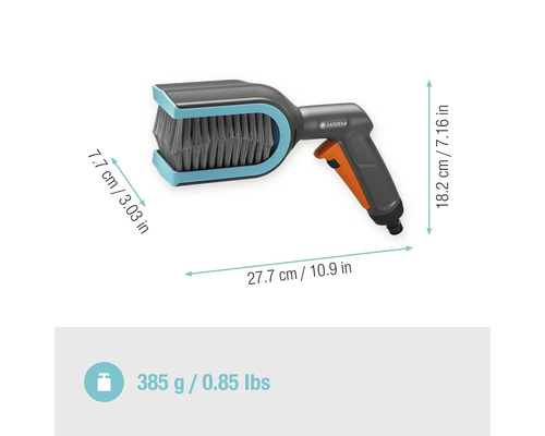 Mycí kartáč Gardena s rozměry