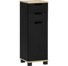 Černá koupelnová vysoká skříňka se třemi zásuvkami