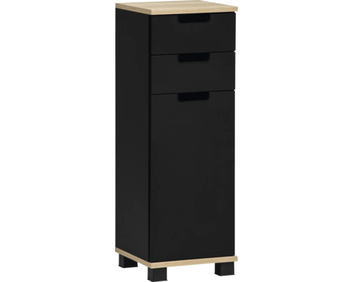 Skříňka nízká Möbelpartner Emmik černá 30,3 x 88,1 x 32,6 cm Černá koupelnová vysoká skříňka se třemi zásuvkami