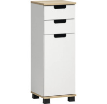 Bílá koupelnová vysoká skříňka se třemi zásuvkami