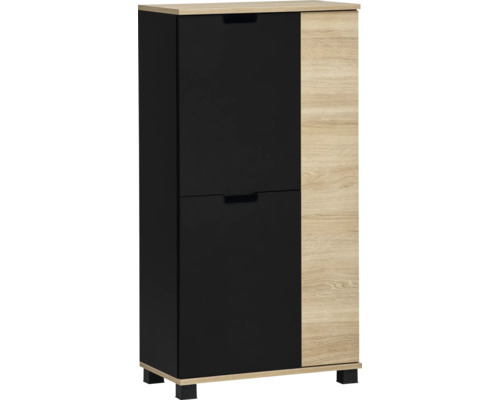 Skříň Highboard Möbelpartner Emmik dub černá 59,8 x 116,9 x 32,6 cm Botník se dvěma dvířky