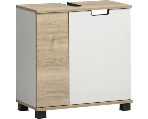 Skříňka pod umyvadlo Möbelpartner Emmik dub bílá 59,8 x 62,4 x 32,6 cm Skříňka pod umyvadlo s dvířky a zásuvkou