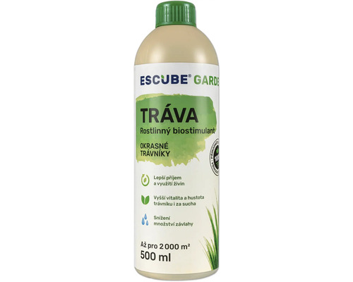 Rostlinný biostimulant ESCUBE GARDEN Tráva 500 ml Rostlinný biostimulant na trávník v 500 ml lahvi až na 2000 metrů čtverečních