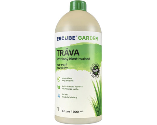 Rostlinný biostimulant ESCUBE GARDEN Tráva 1000 ml Biostimulant pro trávu Escube Garden v jednolitrové lahvi až pro 4000 metrů čtverečních