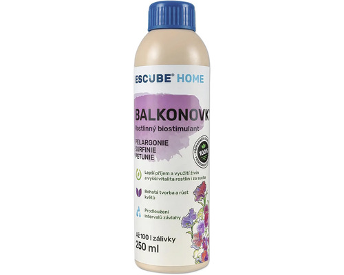 Rostlinný biostimulant ESCUBE HOME Balkonovky 250 ml Hnojivo pro balkónové rostliny v 250ml lahvi