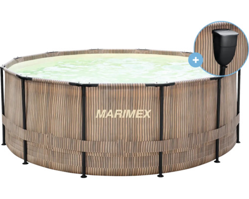 Nadzemní bazén MARIMEX Florida TEAK 3,66 x 1,22 m se zabudovaným skimmerem Marimex rámový bazén s bambusovým vzhledem a filtračním čerpadlem