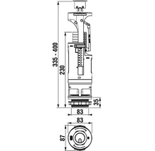 Technický výkres splachovací nádrže s rozměry