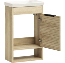 Skříňka pod umyvadlo s otevřenou přihrádkou a dvířky