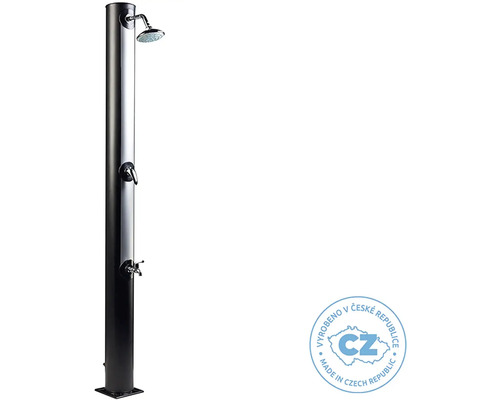 Zahradní sprcha s vodovodním kohoutkem a sprchovou hlavicí a pečetí Vyrobeno v České republice