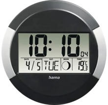 Nástěnné rádiohodiny Hama s digitálním zobrazením času, data a teploty