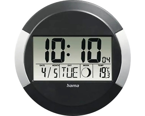 Nástěnné rádiohodiny Hama s digitálním zobrazením času, data a teploty