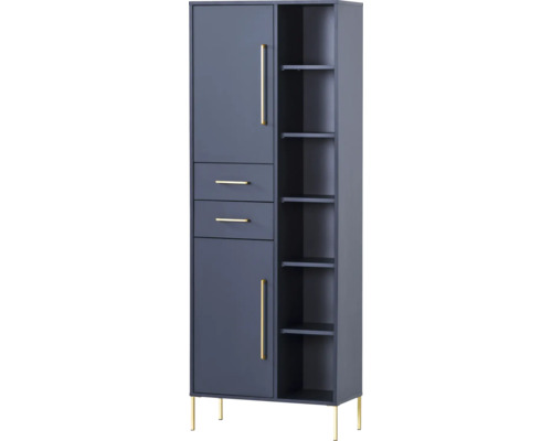 Skříňka vysoká Möbelpartner Kent noční modrá 67,1 x 184,3 x 33,1 cm Vysoká skříň se zásuvkami, policemi a nožičkami