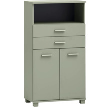 Komoda se dvěma zásuvkami, dvěma dvířky a otevřenou přihrádkou