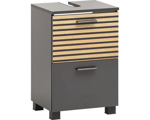 Skříňka pod umyvadlo Möbelpartner Katta antracit dřevodekor 40,2 x 60,8 x 35 cm Skříňka pod umyvadlo se dvěma zásuvkami