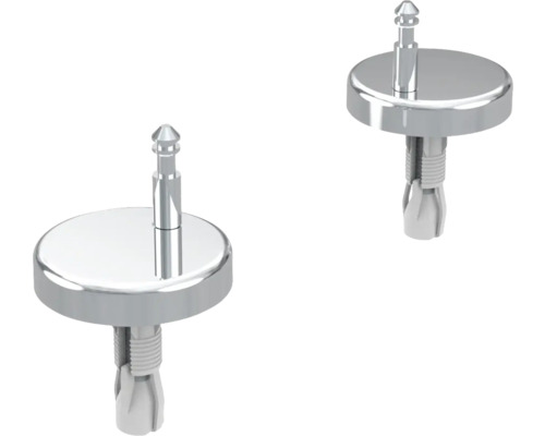 Dvě upevnění WC sedátka z kovu a plastu