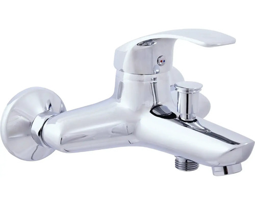 Lesklá vanová baterie pro montáž na stěnu s jednou pákou