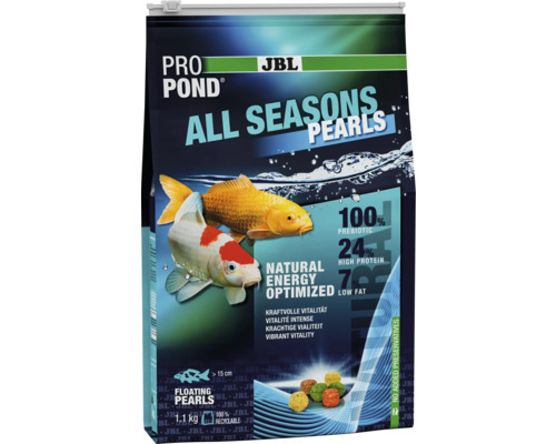 Kompletní krmivo pro koi kapry a jezírkové ryby JBL PRO POND ALL SEASONS PEARL 1,1 kg Balení krmiva pro ryby JBL Pro Pond All Seasons Pearls