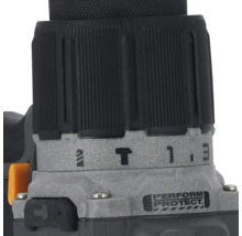 Detail hlavy vrtačky s regulací točivého momentu a potiskem Perform and Protect