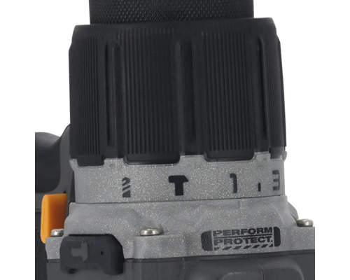 Detail hlavy vrtačky s regulací točivého momentu a potiskem Perform and Protect