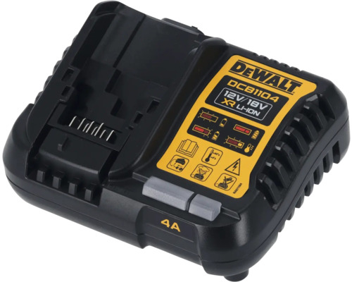 Logo DeWalt, nabíječka baterií DCB1104 12 V/18 V XR Li-Ion