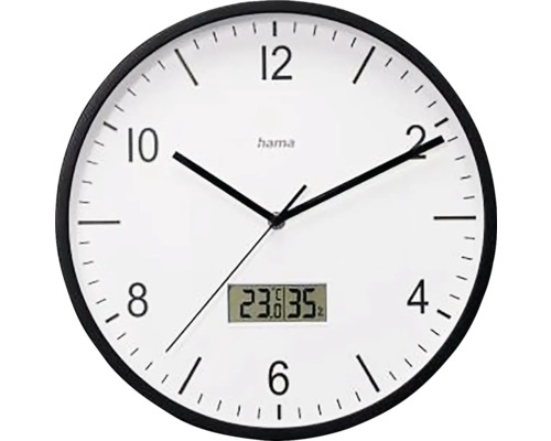 Analogové nástěnné hodiny s ukazatelem teploty a vlhkosti