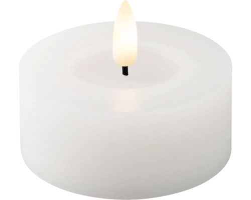 LED svíčka vosková Ø 7 x 6 cm bílá, teplé bílé světlo Bílá LED svíčka