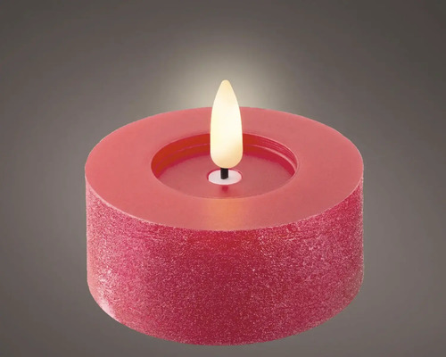 Vánoční elektrická svíčka LED Ø 7 x 6 cm červená, teplé bílé světlo Dekorativní červená LED svíčka pro vnitřní použití