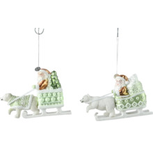 Vánoční ozdoba na stromek s Santa Clausem na saních tažených ledním medvědem