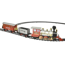 Hračka vláček s lokomotivou, vagóny a kolejemi