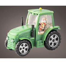 Zelený traktor jako sněhová koule s figurkou Santa Clause
