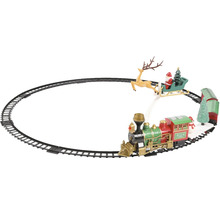 Dekorativní vánoční vláček s kolejemi, vláčkem, Santa Clausem a sobem
