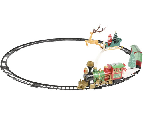 LED scenérie vánoční vlak 23 LED Dekorativní vánoční vláček s kolejemi, vláčkem, Santa Clausem a sobem