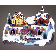 Vánoční vesnice s domy, figurkami a osvětlením