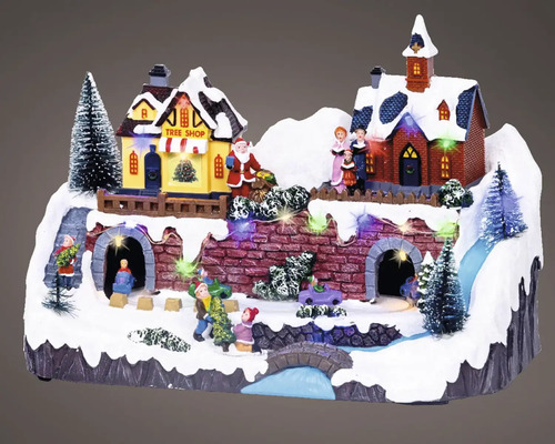 LED vánoční scenérie 22 LED Vánoční vesnice s domy, figurkami a osvětlením