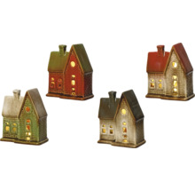 Různé dekorativní světelné domky z keramiky